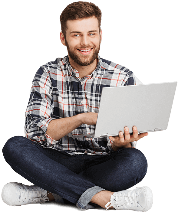 Довольный фрилансер, который давно работает на платфоме Taskit (Иллюстрация)